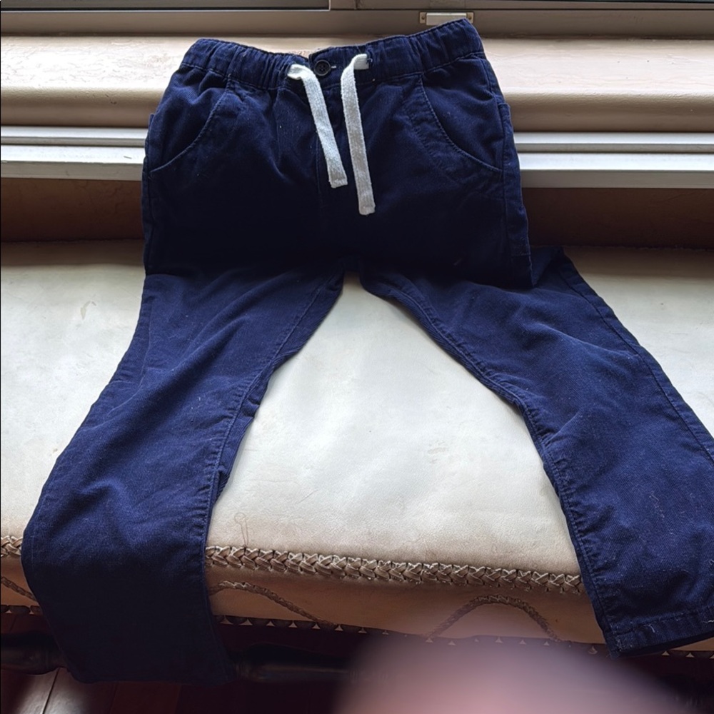 Navy Blue Joggers with Elastic Waistband and Tapered Legs
